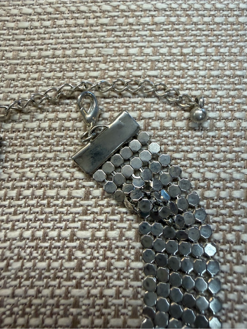 Vintage Silver Metal Mesh Disco Dot Flexible Statement Bracelet - Picture 4 of 6